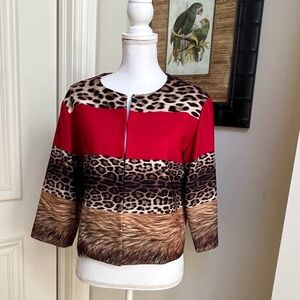 BOUTIQUE MOSCHINO Animal Print Red Jacket 6 IT 40